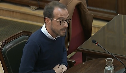 The official in charge of Catalonia's public information policy, Jaume Mestre, testifying in the Catalan trial